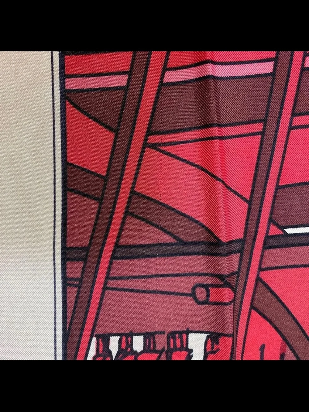 Hermes Red Pink Gold Silk Scarf with Nautical Chain and Dragon Motif